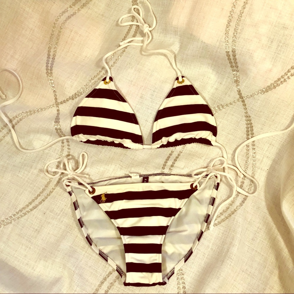 Ralph Lauren stripe string bikini set XS